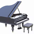 Black Royal Beethoven Grand Piano Musical Instrument With Classic Design And Piano Bench