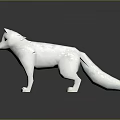 White Low Poly Fox Model Standing On Gray Background With Reflective Surface 3d model