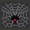 Spider With Black Body And Red Square Markings On Intricate Spider Web