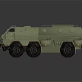 Modern Green Military Tank with Six Wheeled Armored Design and Roof Turret