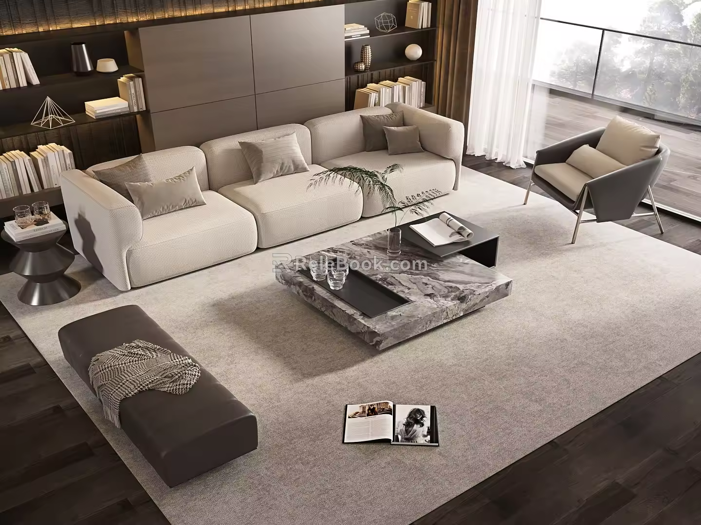 Modern sofa coffee table combination 3d model