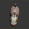 Pink Striped Plush Zebra Toy Character With Yellow Eyes And Standing Posture