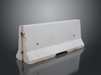 White Concrete Barrier With Holes And Worn Surface On Gray Background 3d model