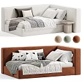 Modern Upholstered Children's Bed With Soft Pillows Blankets And Multiple Color Options