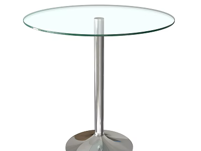 Round Glass Top Dining Table With Modern Metal Pedestal Base Design 3d model