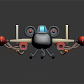 Futuristic Passenger Plane with Twin Engines Red Floats and Blue Cockpit