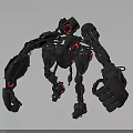 Black And Red Mechanical Creature Robot With Number 6 And Robust Limbs 3d model