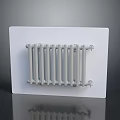 Sleek Silver Radiator Mounted On White Panel For Indoor Heating System 3d model