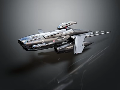 Futuristic Silver Spacecraft Design Featuring Sleek Aerodynamic Structure For Cosmic Exploration 3d model