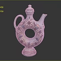 Traditional Decorative Ceramic Wine Bottle With Floral Patterns And Circular Ring Design