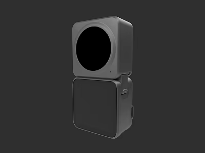 Square Digital Device With Circular Lens And Stacked Design For Mobile Tech 3d model