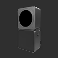 Square Digital Device With Circular Lens And Stacked Design For Mobile Tech