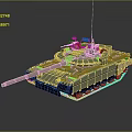Military Tank With Rotating Turret Long Barrel And Tracked Design