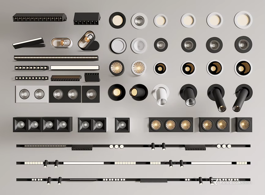 Modern LED Recessed Spotlights Various Stylish Designs for Home Interior Lighting 3d model