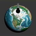 3D Rendered Blue Green Globe With Orange Stand And Detailed Continents