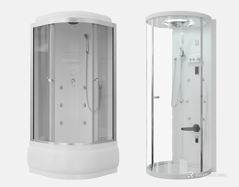 Modern Shower Sauna Enclosure Design With Glass Door Multiple Jets And Control Panel 3d model 