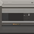 Modern Living Room Background Wall With Linear Panel Design Storage Cabinets And Fireplace 3d model