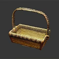 Woven Storage Basket With Decorative Handle And Striped Design For Home Use