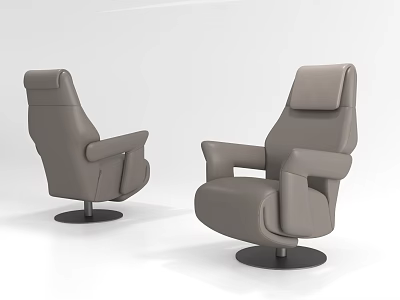 Gray Leather Office Chair With Modern Design Armrests And Swivel Round Base 3d model