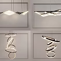 Modern Chandelier Designs Featuring Various Stylish Shapes And LED Lighting 3d model