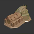 Detailed Golden Commercial Equipment 3D Model With Structured And Curved Design Sections