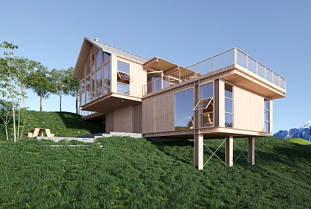 Modern Homestay Building Country Homestay Mountain Villa 3d model