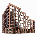 Modern Multi Story Commercial Complex With Glass Windows And Brick Facade 3d model