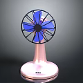 Stylish Electric Fan Featuring Blue Blades Pink Base Protective Grille And Control Buttons