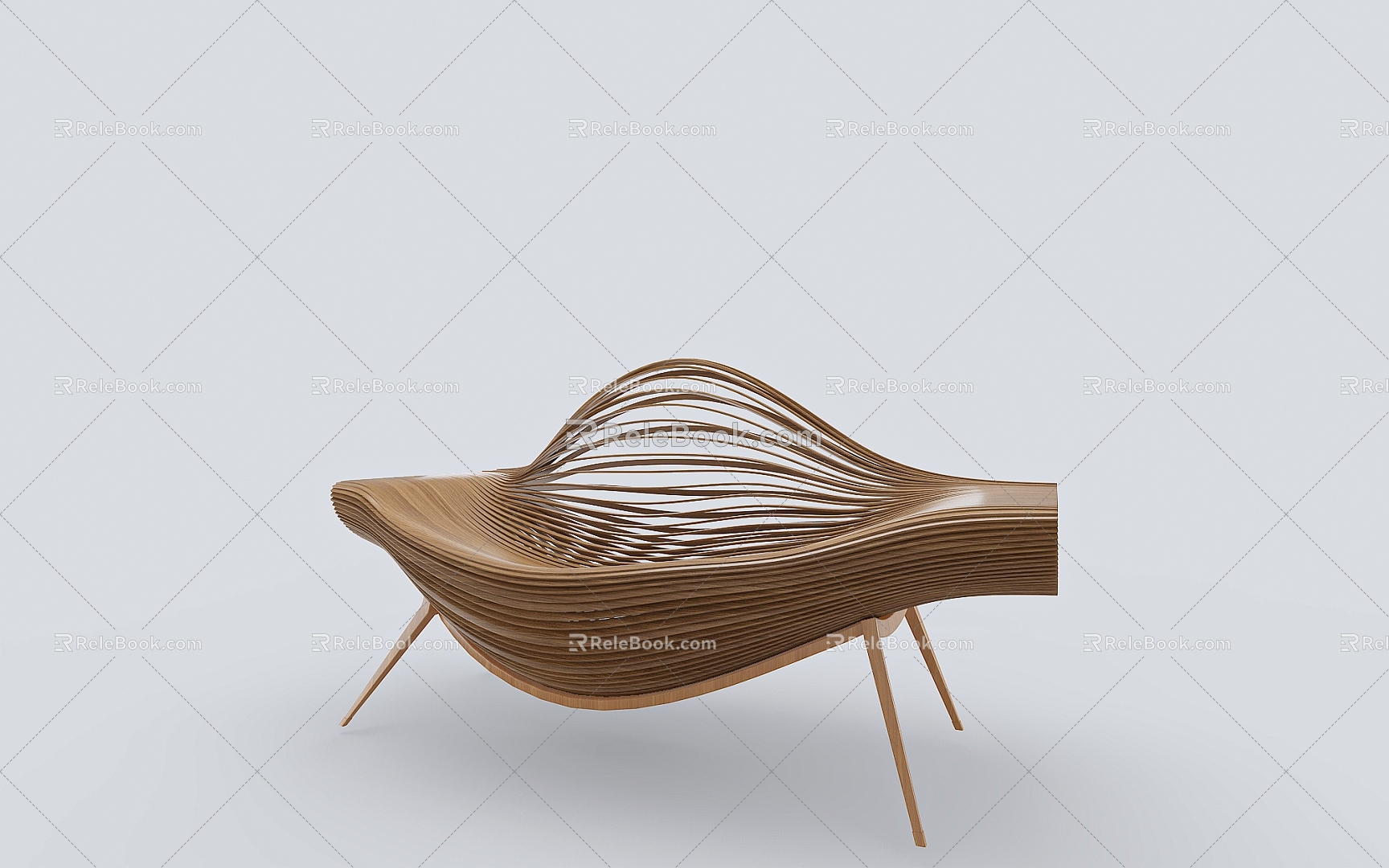 Modern Outdoor Chair Wooden Wooden Chair 3d model