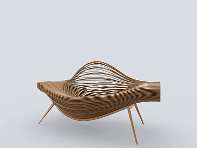 Elegant Modern Outdoor Chair With Wooden Curved Lines And Ergonomic Comfortable Design 3d model