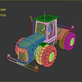 Green Agricultural Tractor With Large Tires Yellow Rims And Black Cabin Reflectors