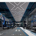 Modern Fitness Gym Interior With Professional Equipment And LED Lighting Design
