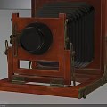 Vintage Electronic Camera Red Body With Bellows Design Wooden Frame And Metal Parts