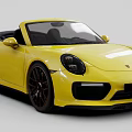 Stylish Yellow Porsche Convertible Sports Car With Black Wheels And Sleek Front Design