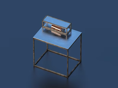 Modern Stylish Display Shelf with Metal Frame and Transparent Acrylic Top for Small Items 3d model