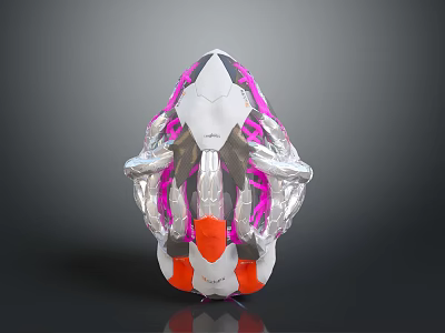 Futuristic Astronaut Helmet Design For Space Exploration With White Pink Orange Accents And Transparent Parts 3d model