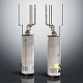 Two Silver Cylindrical Industrial Containers With Pipes And Metal Brackets