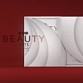 Elegant Beauty Themed Decorative Ornament Set With White Boxes Red Background For Home Decor