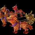Three Dragon Shaped Game Movie Characters With Ornate Design And Vibrant Colors