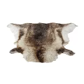 Square Natural Fur Rug With Realistic Brown White Texture For Living Room Decor