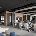 Modern Public Office Area Office Courtyard Sketch Office Desk and Chair Computer Chandelier Card Seat Sofa 3d model