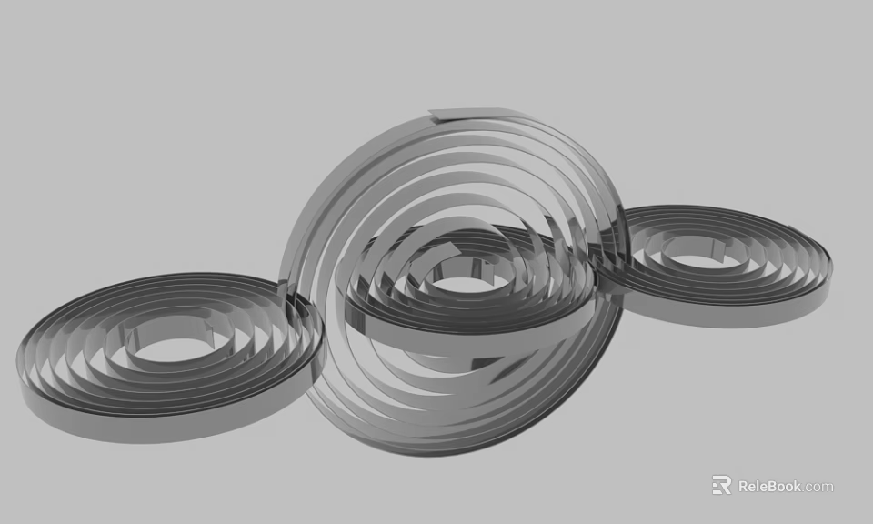 Modern Abstract Metallic Spiral Circular Decorative Sculpture Structures With Shiny Surface 3d model 