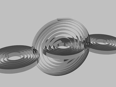 Modern Abstract Metallic Spiral Circular Decorative Sculpture Structures With Shiny Surface 3d model