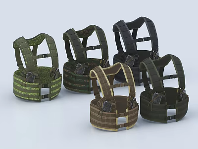 Tactical Military Style Vests With Adjustable Straps And Utility Pockets In Multiple Colors 3d model