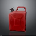 Red Gasoline Can With Red Handle And Black Cap Isolated On Gray Background