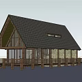 Modern Rustic Detached House With Wooden Structure Black Roof And Railed Porch