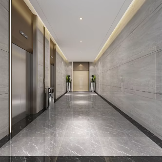 modern elevator hall 3d model