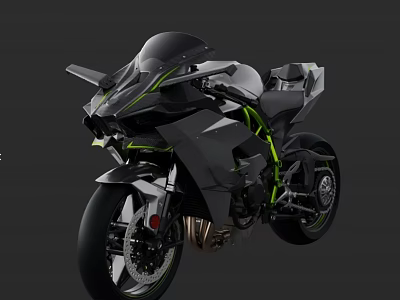 Striking Black and Green Sporty Motorcycle With Sleek Aerodynamic Body Design 3d model
