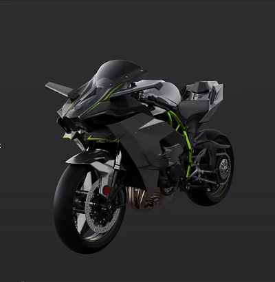 Striking Black and Green Sporty Motorcycle With Sleek Aerodynamic Body Design 3d model