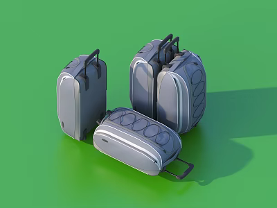 Practical Travel Suitcases with Wheels Handles and Various Sizes for Modern Lifestyle and Easy Transportation 3d model